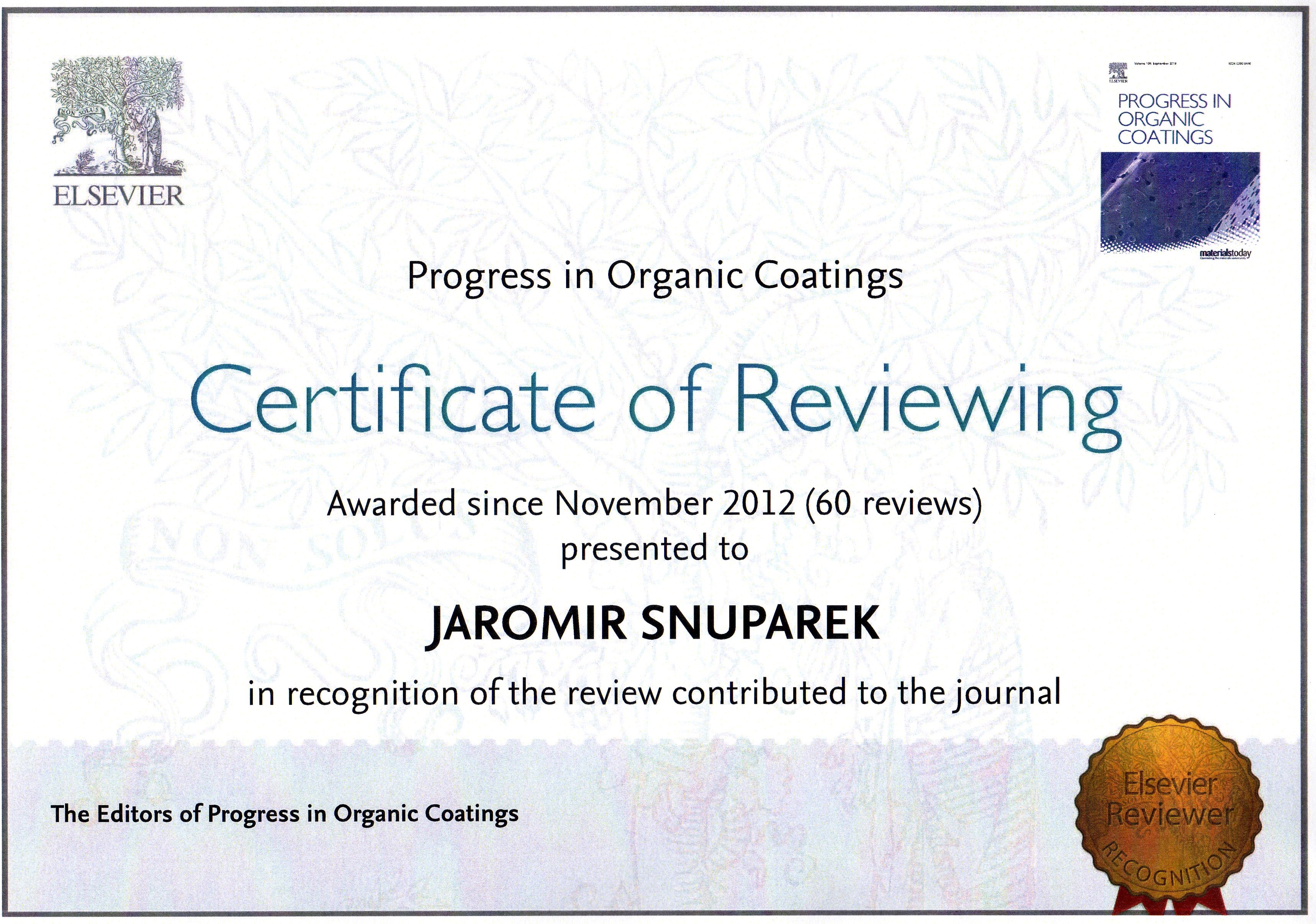 Certificate of Reviewing